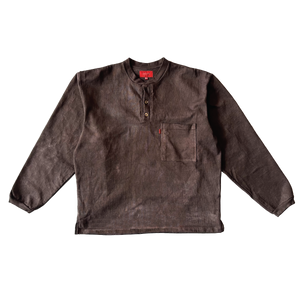 Heavy Three Button Henley - Hand Dyed Brown