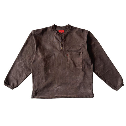Heavy Three Button Henley - Hand Dyed Brown