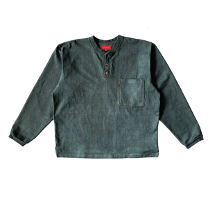 Heavy Three Button Henley - Hand Dyed Green