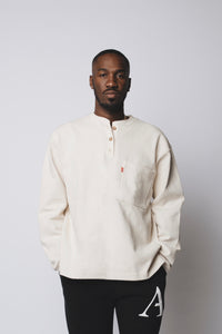 Heavy Three Button Henley - Creme